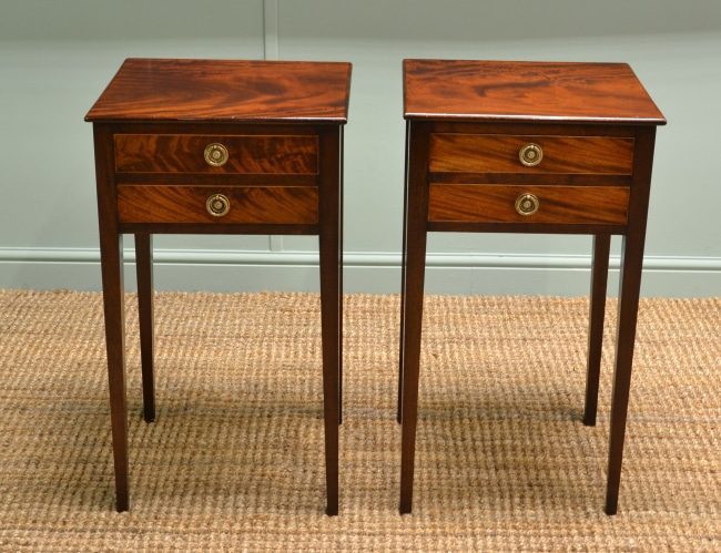 Pair of Victorian Antique Beautifully Figured Mahogany Bed Side Tables.