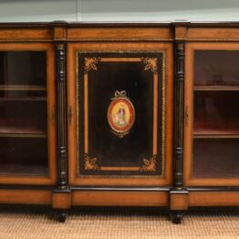 Magnificent Quality Ebonised & Satinwood Inlaid Antique Credenza.