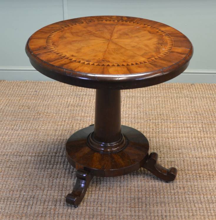Rare Antique Victorian Yew & Walnut Small Centre Table.
