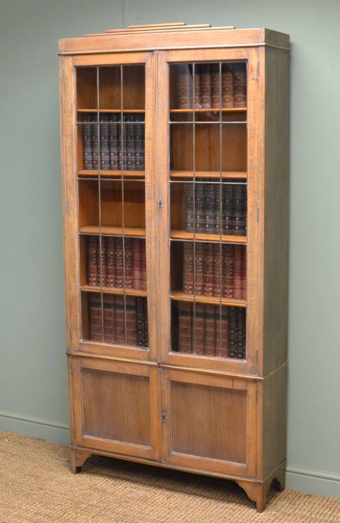 Stylish Art Deco Limed Oak Bookcase.