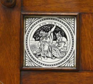 Antique Hall Stand with Minton Tile Inserts.