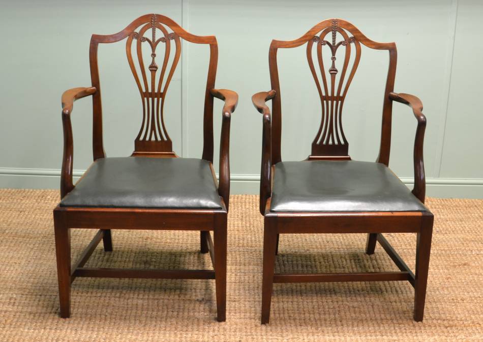 Pair of Superb Quality Victorian Mahogany Antique Carver Armchairs.