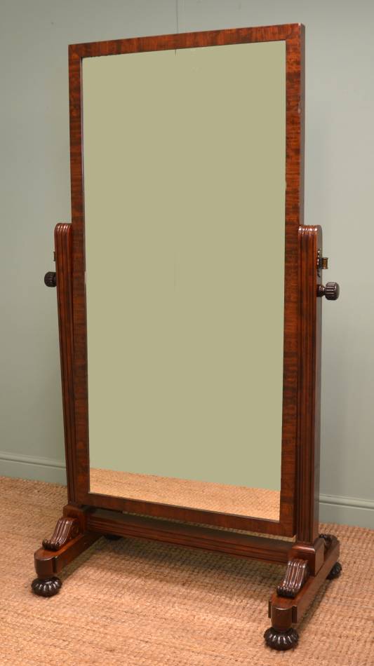 Quality Antique Mahogany Gillows Style Regency Cheval Mirror.