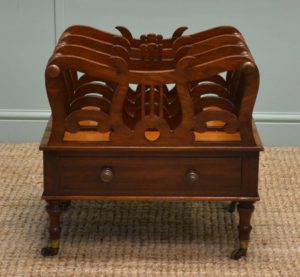 Spectacular Victorian Mahogany Antique Canterbury 14 Small Regency Mahogany Antique Canterbury