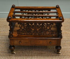 Spectacular Victorian Mahogany Antique Canterbury 16 Antique Canterbury with carved Fretwork