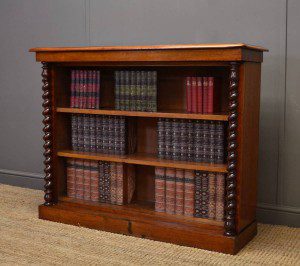 Superb Large Antique Open Bookcase 15 Victorian Mahogany Antique Open Bookcase with Barley Twist Columns.
