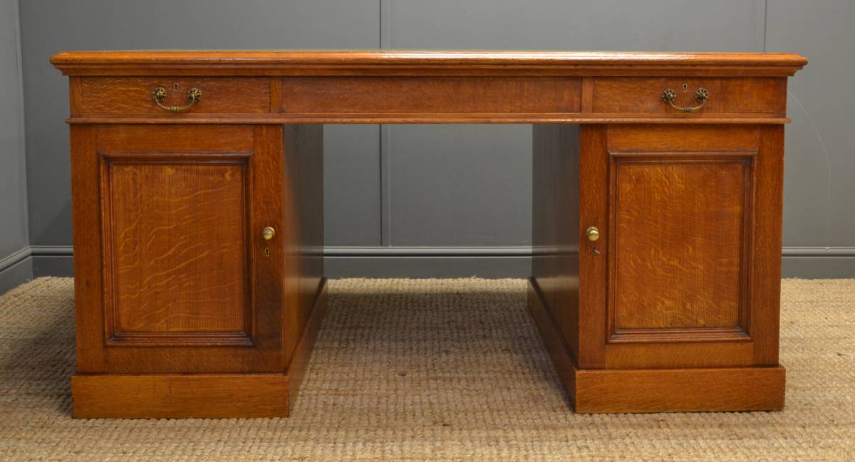 Victorian Oak Partners Desk.