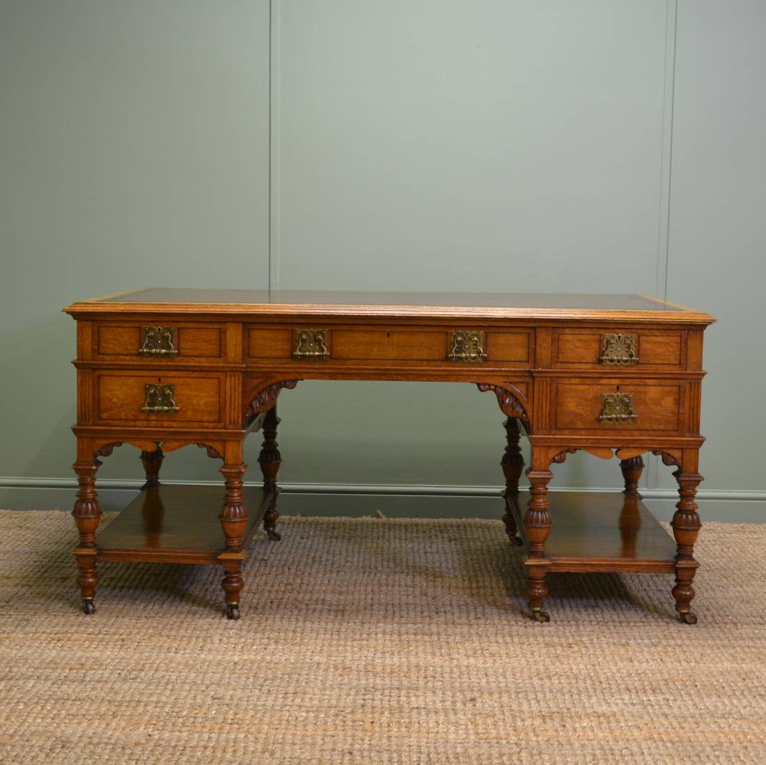 Magnificent "Marsh, Jones & Cribb" Large Victorian Oak Antique Desk