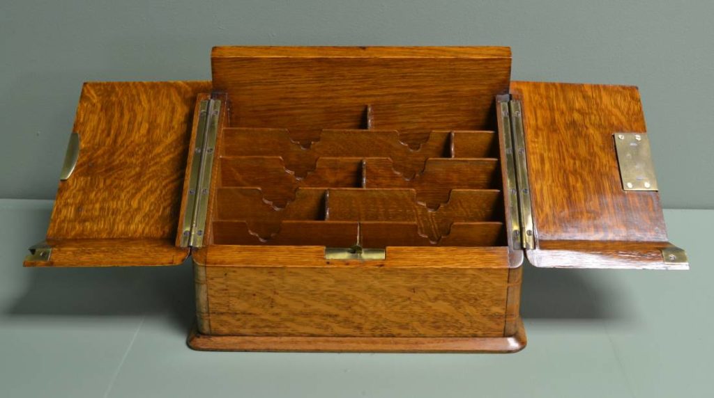 Quality Victorian Oak Antique Stationery Box