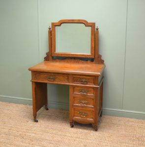 Spectacular Victorian Mahogany Antique Dressing Table 17 Magnificent ‘Burr’ Pollard Oak Arts & Crafts Antique Dressing Table.