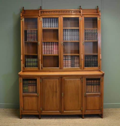 Striking Victorian Walnut Arts & Crafts Antique bookcase