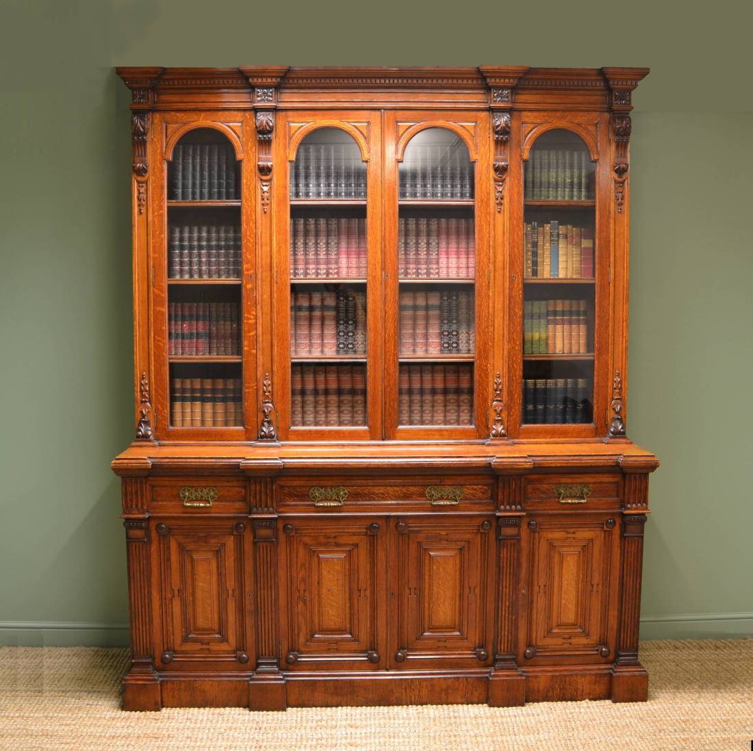 Oak Victorian Antique Library Bookcase