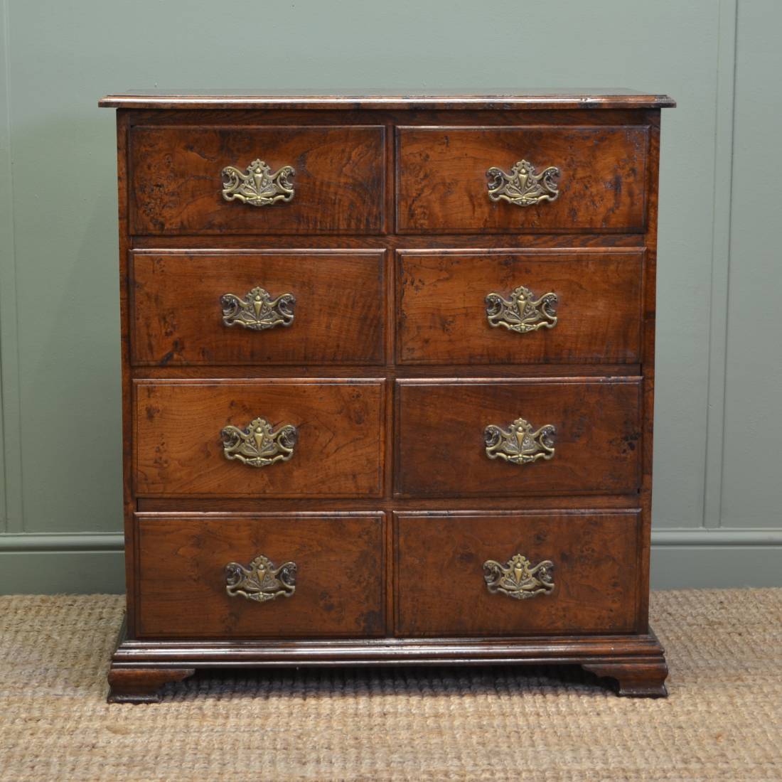 Rare Small Solid 'Burr' Pollard Oak Antique Chest Of Drawers