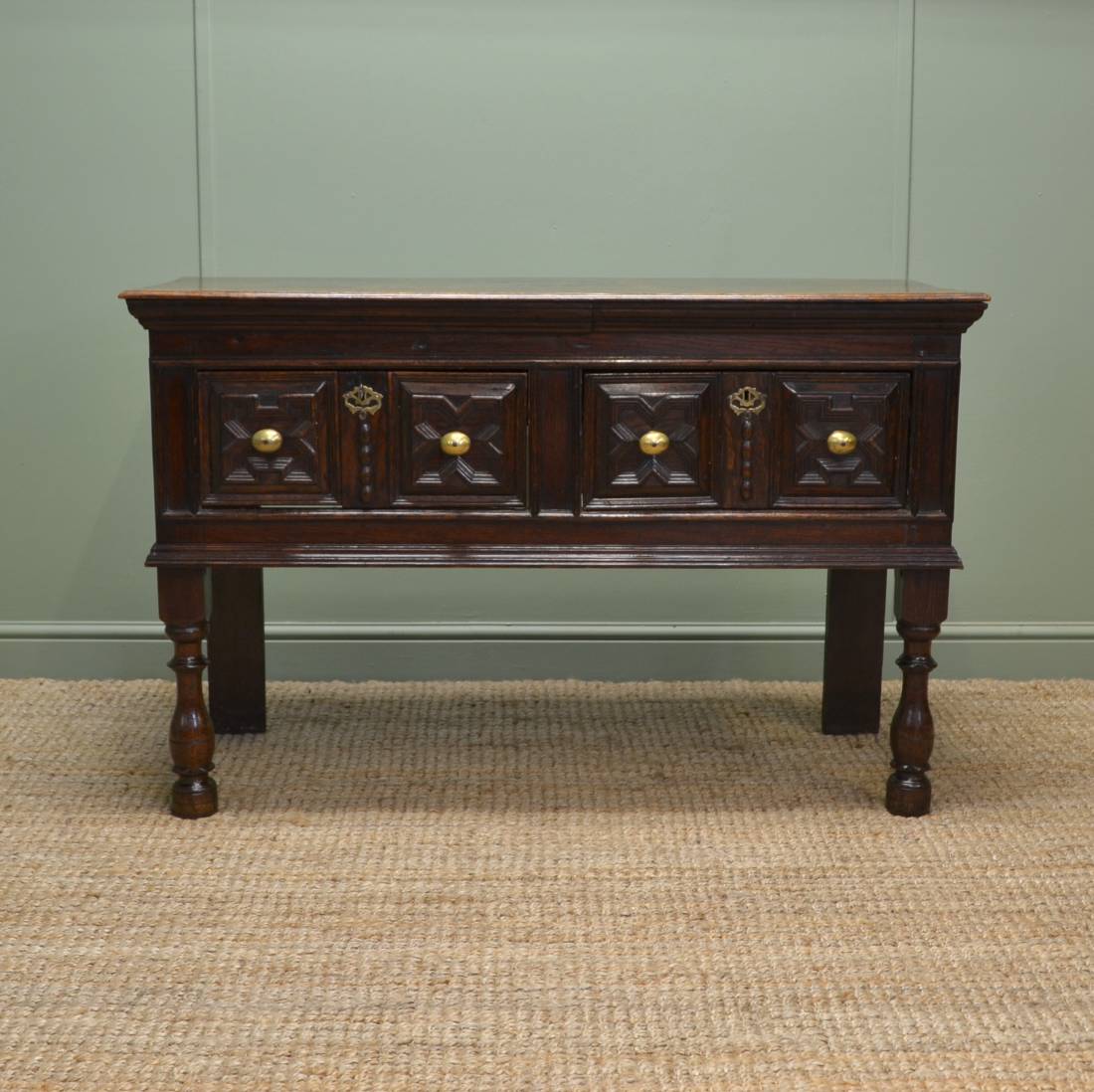 18th Century Small Oak Antique Dresser Base