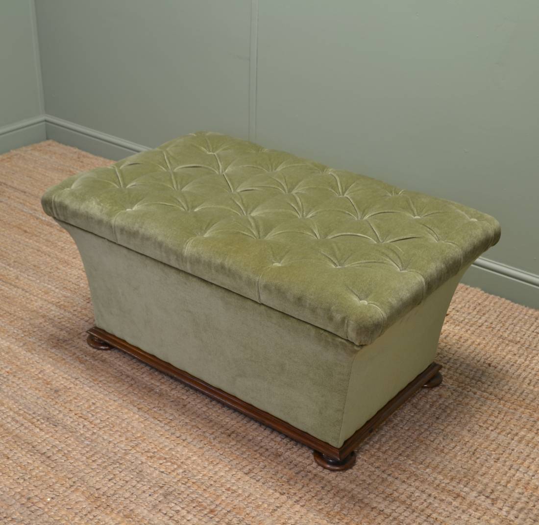 Large Quality Victorian Antique Upholstered Ottoman