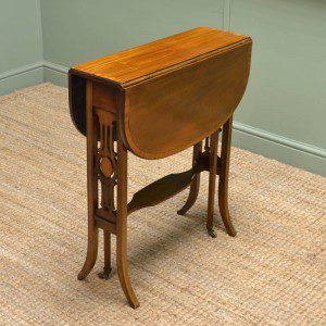 Striking Figured Burr Walnut Victorian Antique Sutherland Table 8 Edwardian Mahogany Antique Sutherland Table