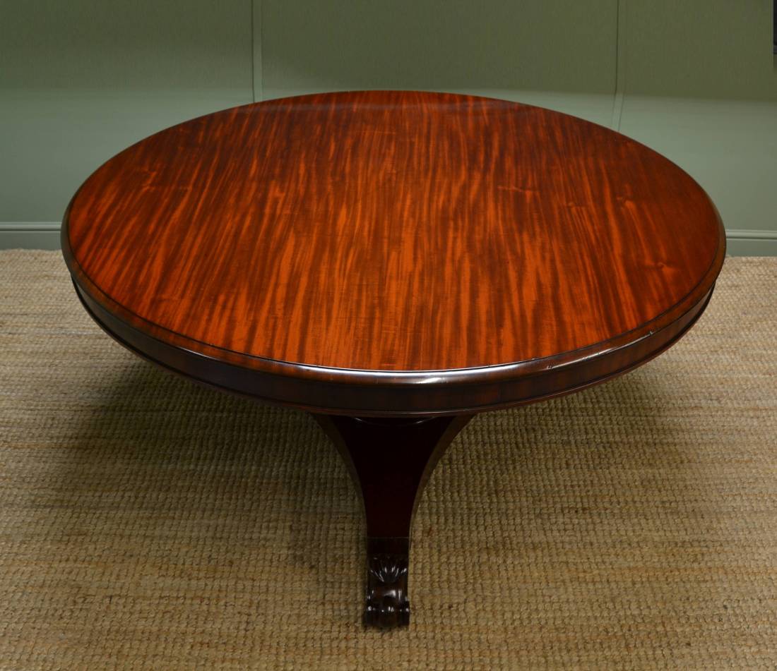 Large Circular Victorian Solid Mahogany Antique Dining Table