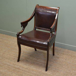 Quality Antique Desk Chair 14 Fine Regency American Mahogany Antique Office / Desk Chair
