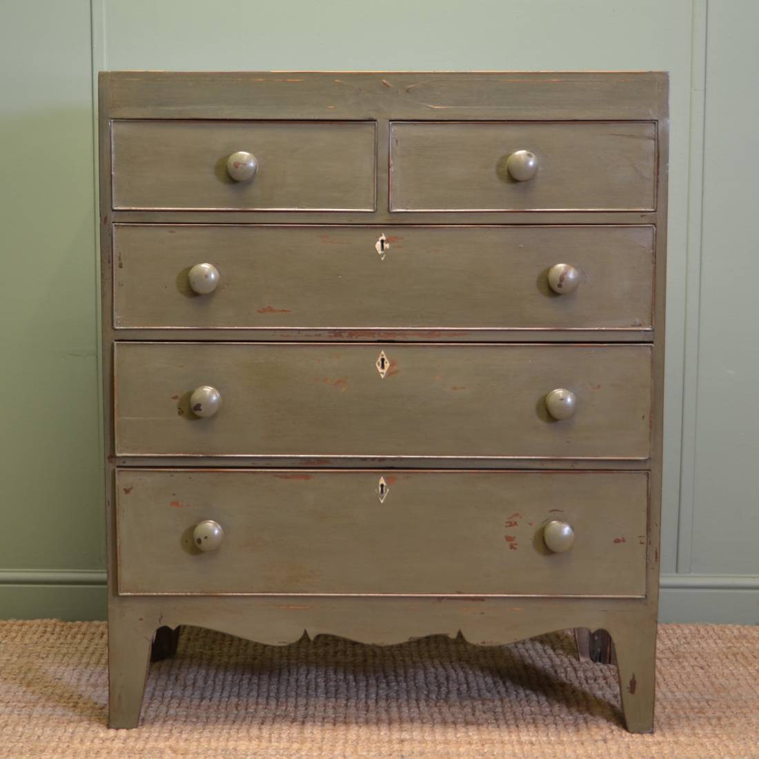 Country Regency Antique Painted Chest Of Drawers