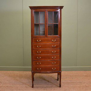 Sensational Victorian Antique Music Cabinet By S. Hall & Sons 18 Antique Music Cabinet made from Mahogany with inlays