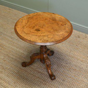 Small Amboyna Antique Victorian Occasional Table 16 Burr Walnut Victorian Antique Low Occasional Table