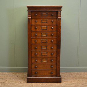 Spectacular Walnut Victorian Antique Wellington Chest 16 Antique Wellington Chest in solid Oak with corbels