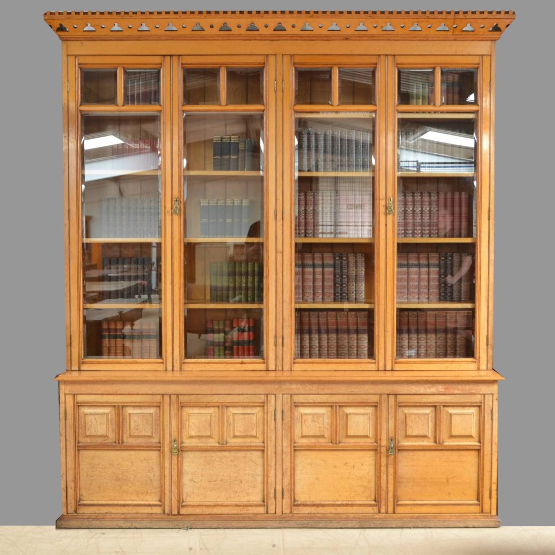 Huge Solid Oak Arts And Crafts Victorian Bookcase 