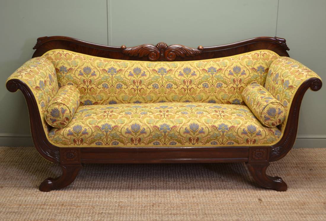 Regency Mahogany Sofa / Settee with lion paw feet