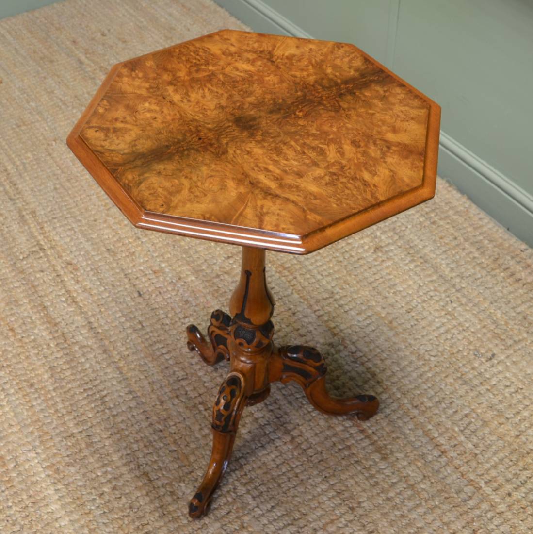 Victorian Burr Walnut Antique Occasional Wine Table