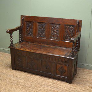 Period Georgian Oak Antique Settle 14 Period Oak Antique Bench Settle