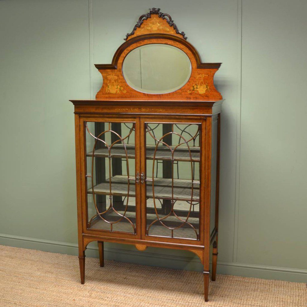 Victorian Inlaid Antique Display Cabinet