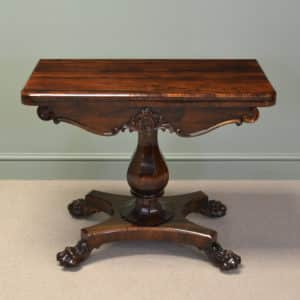 Quality Antique Regency Games Table with Brass Inlay 20 Regency Antique Games / Card Table with Lion Paw Feet