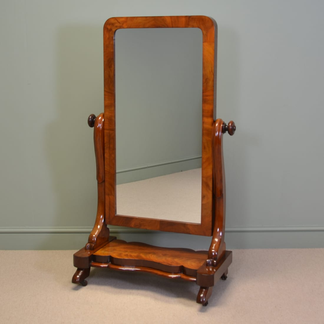 Antique Victorian Cheval Mirror of Lovely Small Proportions