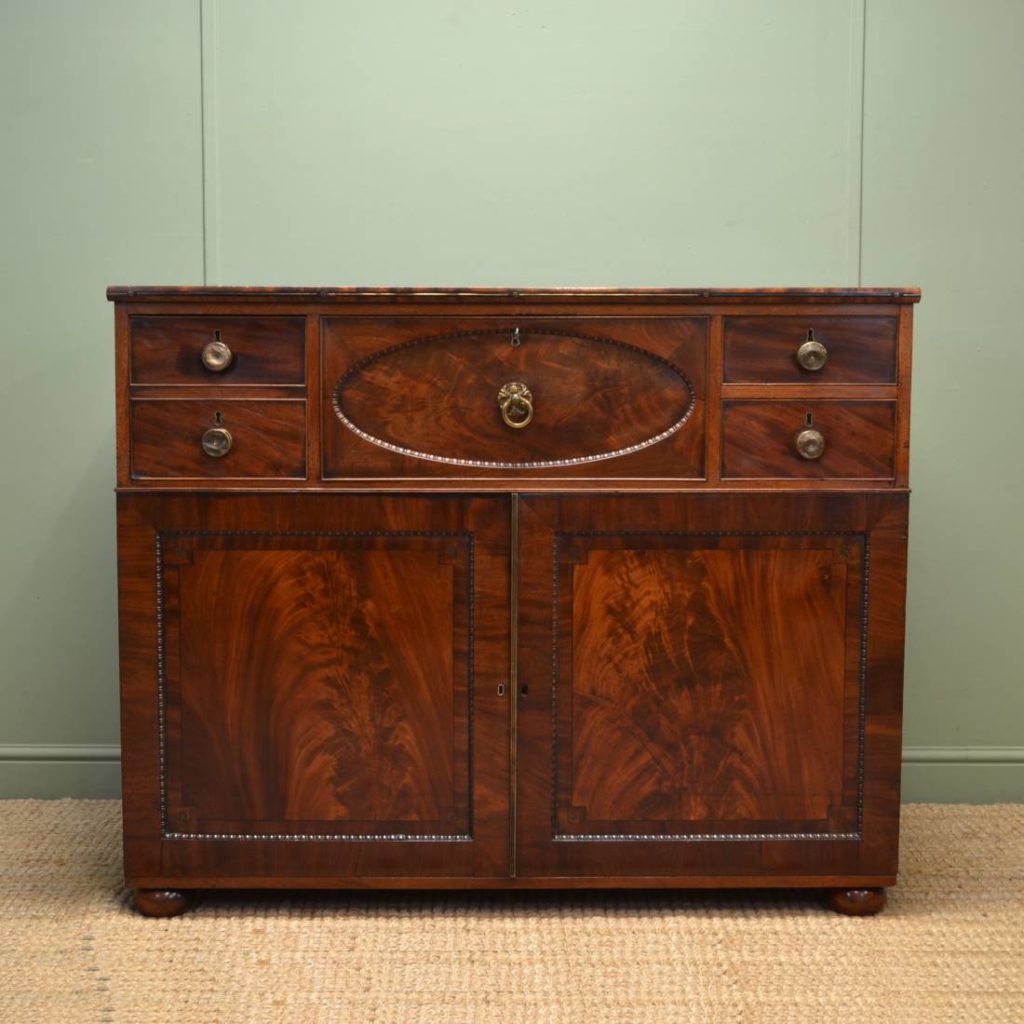 Unusual Scottish Figured Mahogany Antique Secretaire / Chest