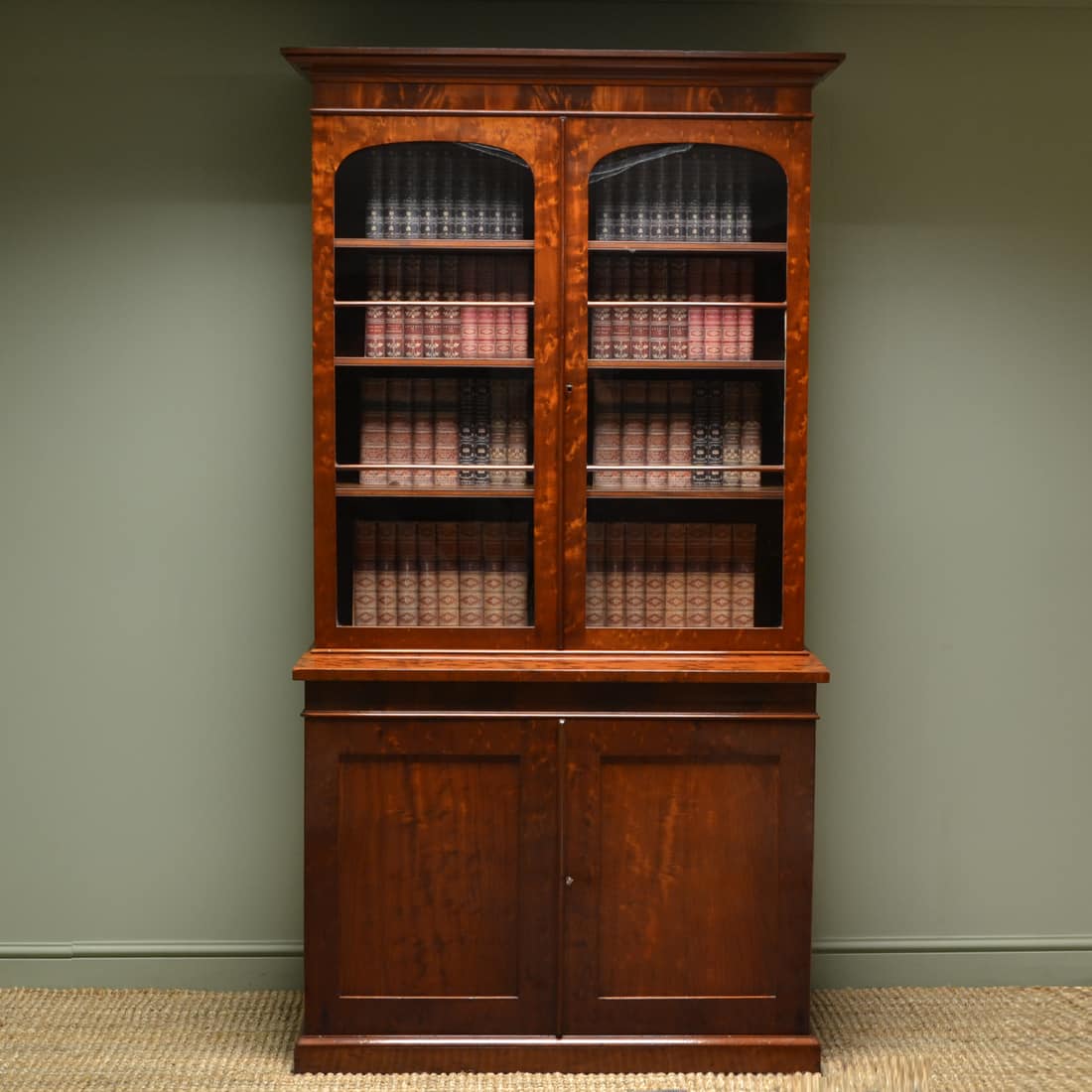 Spectacular Plum Pudding Mahogany Regency Antiques Glazed Bookcase