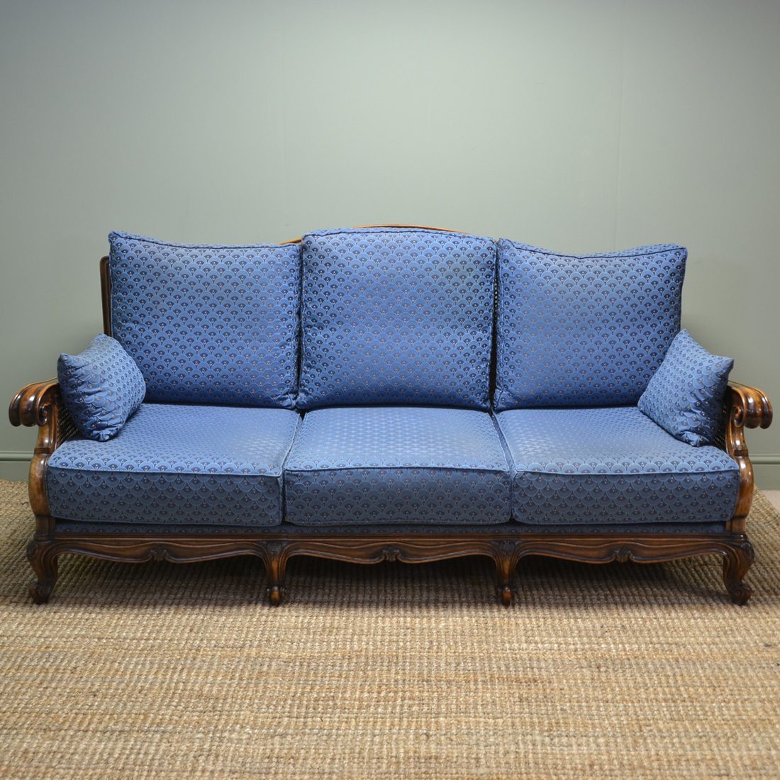 Large Edwardian Walnut Antique Bergere Settee