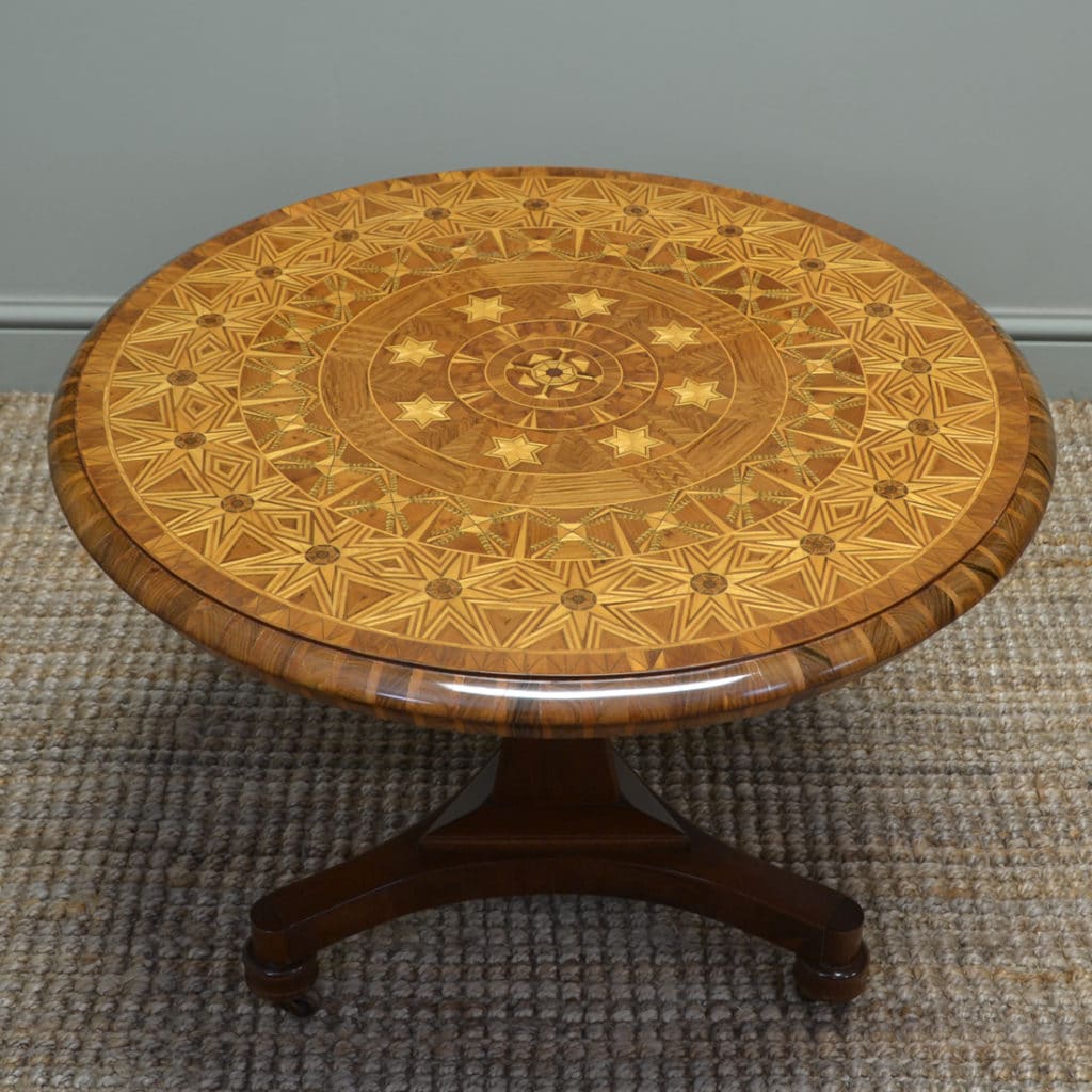 Spectacular Inlaid Walnut Antique Coffee / Occasional Table