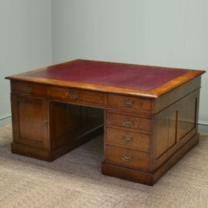 Large Quality Oak Antique Partners Desk 19 Large Antique Partners Writing Desk