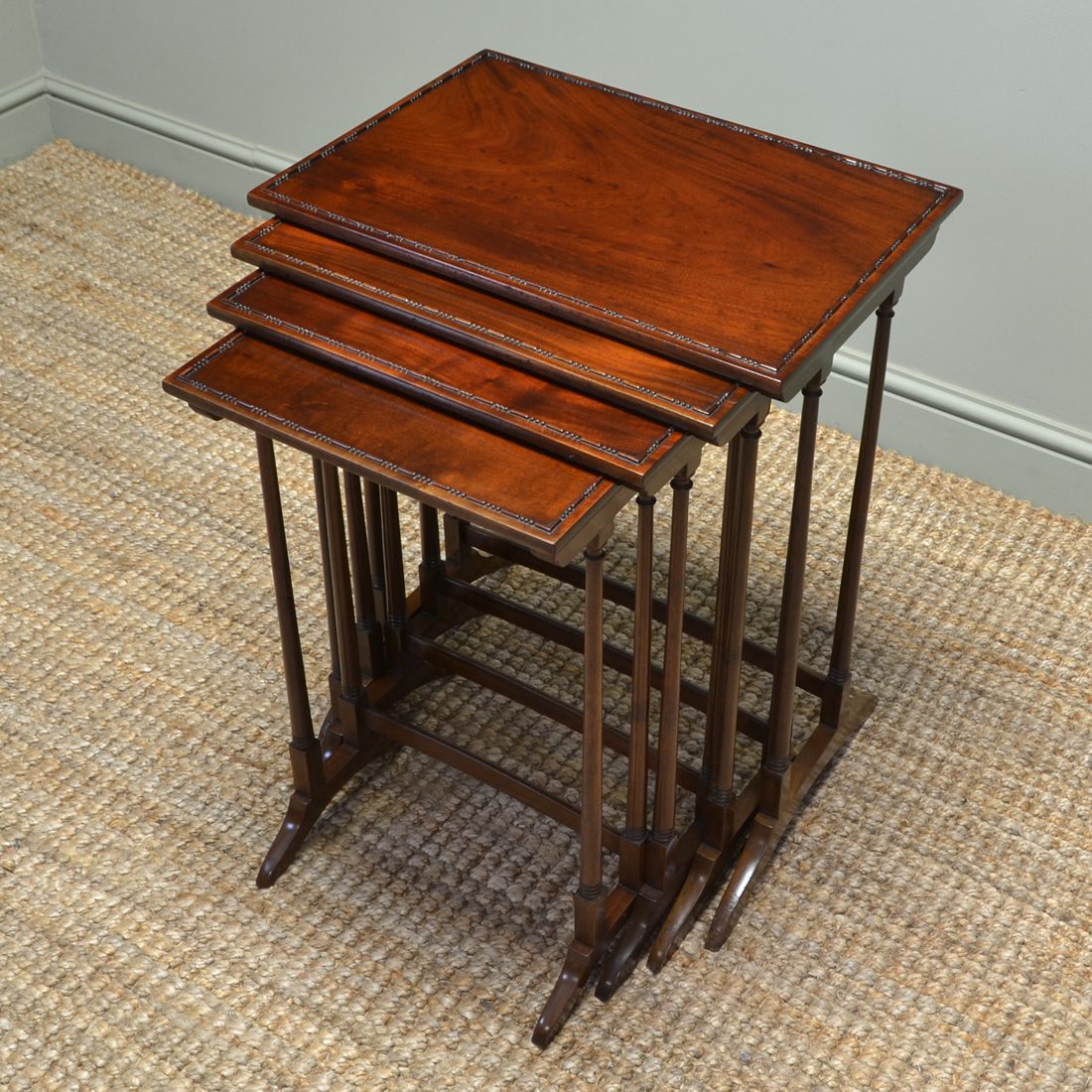 Spectacular Edwardian Mahogany Antique Nest of Four Tables by S&H Jewell of London