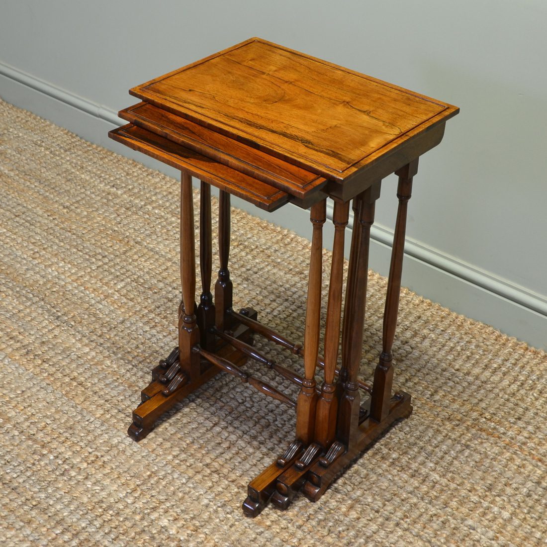 Spectacular Nest of Three Victorian Rich Rosewood Tables