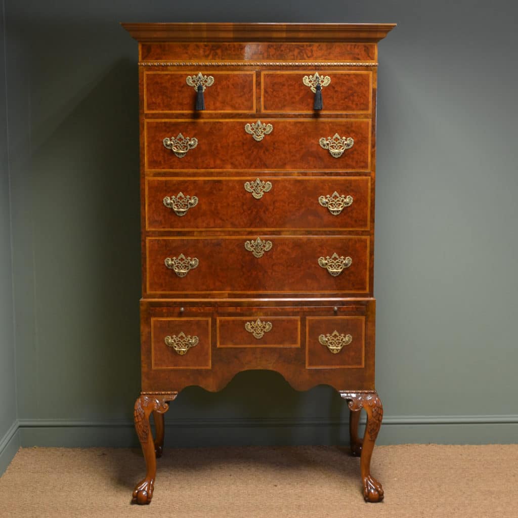 Burr Walnut Antique Chest on Stand