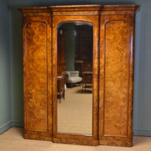 Huge Walnut Antique Victorian Wardrobe by Robson & Sons 15 Victorian Figured Walnut Antique Triple Wardrobe