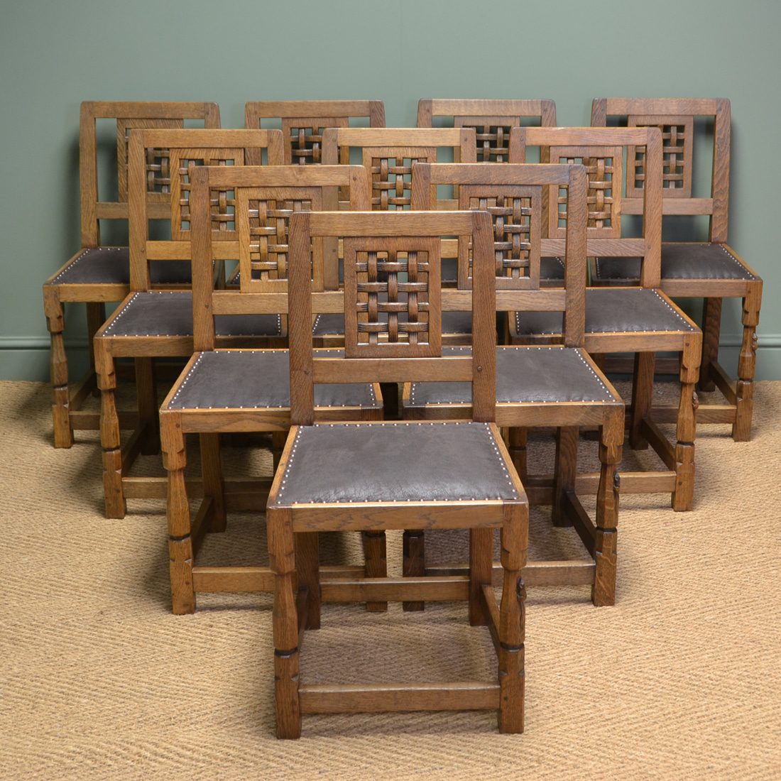 Set of Oak Mouseman Dining Chairs