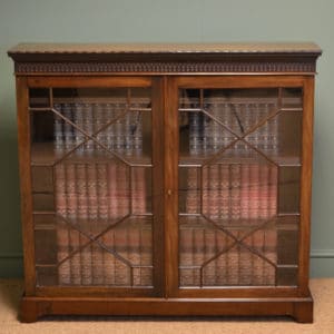 Unusual Victorian Gillows Antique Walnut Bookcase / Secretaire Cabinet 19 Glazed Antique Walnut Bookcase