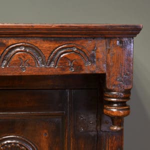 Oak Court Cupboard turned finial