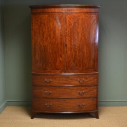 Stunning Antique Georgian Mahogany Bow Front Linen Press