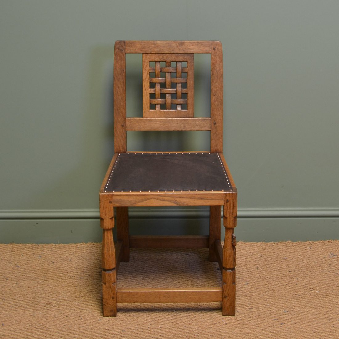 Set Of Four Oak Mouseman Antique Dining Chairs