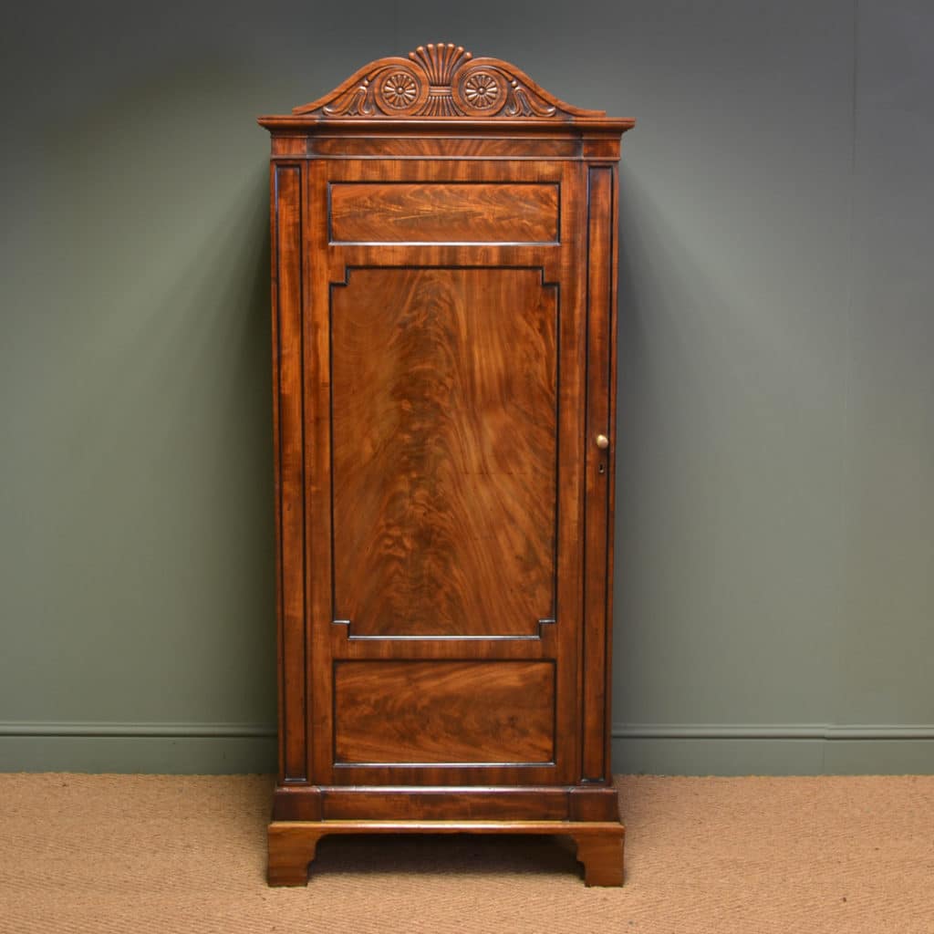 Unusual William IV Small Antique Figured Mahogany Wardrobe