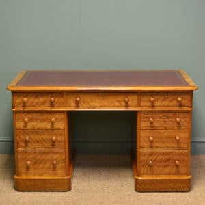 Victorian Mahogany Antique Pedestal Desk 16 Satin Birch Victorian Antique Pedestal Desk