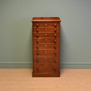 Spectacular Walnut Victorian Antique Wellington Chest 15 Wylie & Lochhead Figured Mahohany Antique Wellington Chest